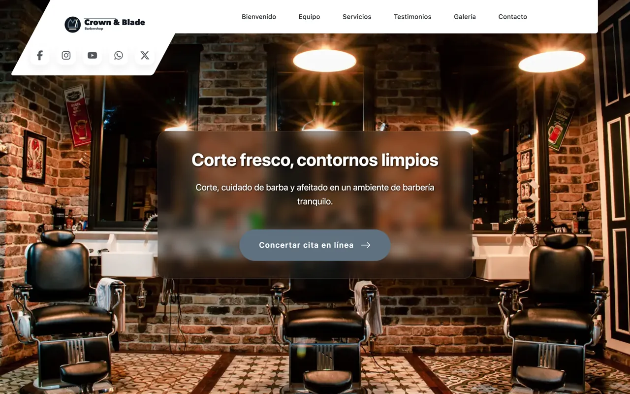 Ejemplo de web para una barbería de la demo en vivo